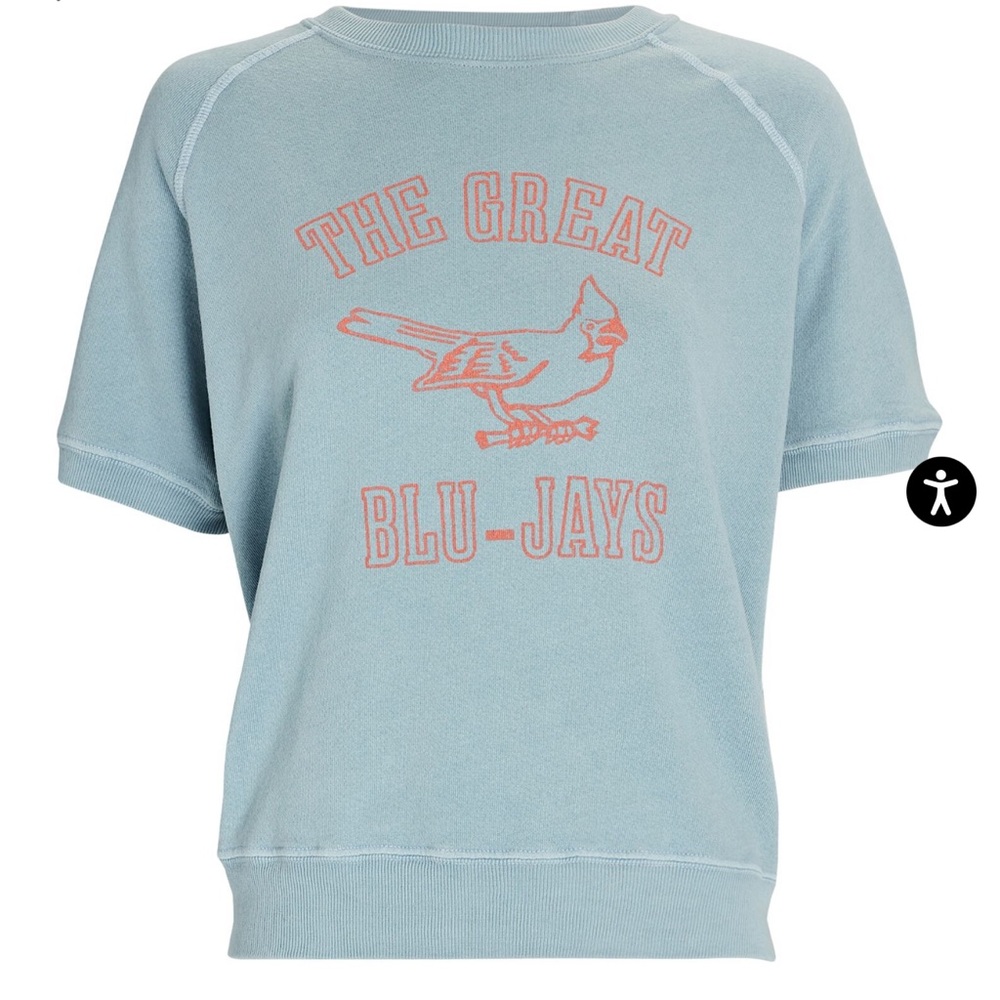 THE GREAT. Blue Graphic Tee